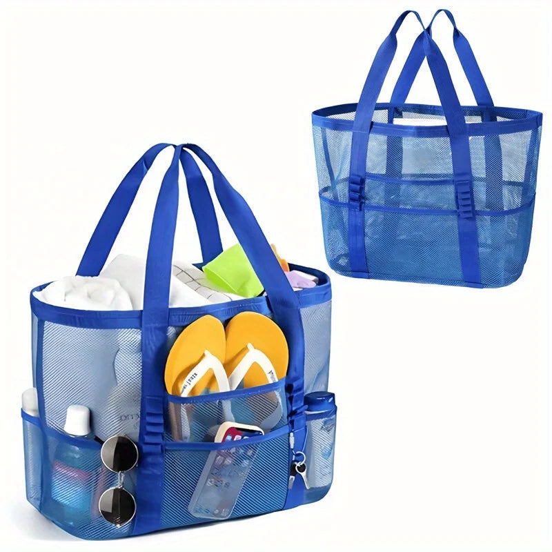Sac de Plage Filet Anti-Sable – Multi-Poches, Léger et Respirant pour Toute la Famille