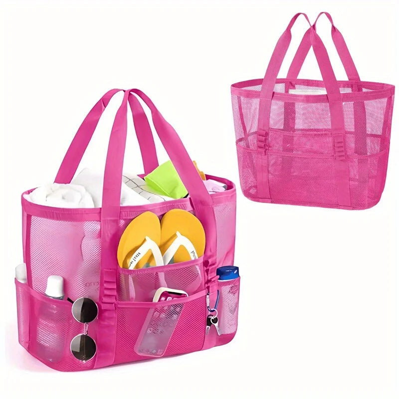 Sac de Plage Filet Anti-Sable – Multi-Poches, Léger et Respirant pour Toute la Famille