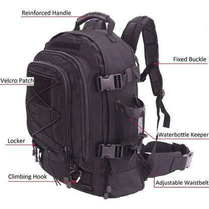 60L Waterproof Tactical Military Backpack – MOLLE System | Hiking, Camping & Hunting | 8 Colors