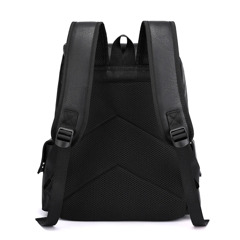 Men's PU Leather Backpack – Large Capacity, Laptop & Casual Style