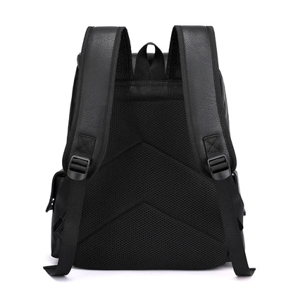 Men's PU Leather Backpack – Large Capacity, Laptop & Casual Style