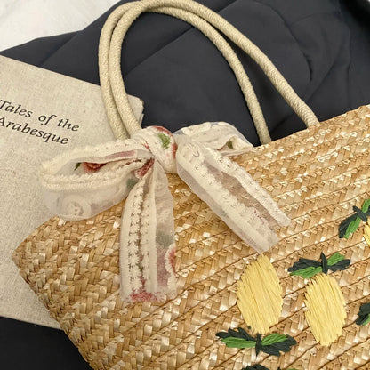Sac de Plage en Paille Fait Main – Brodé & Bohème | Sac À Épaule Grande Capacité | Panier Rotin Été | S, M & L