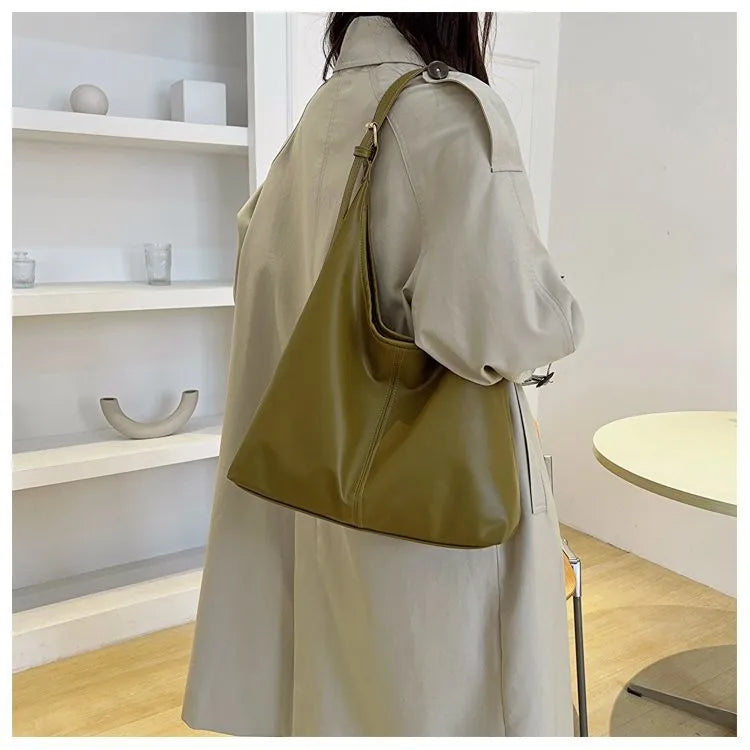 Sac Tote Rétro Femme en Cuir PU - Grande Capacité