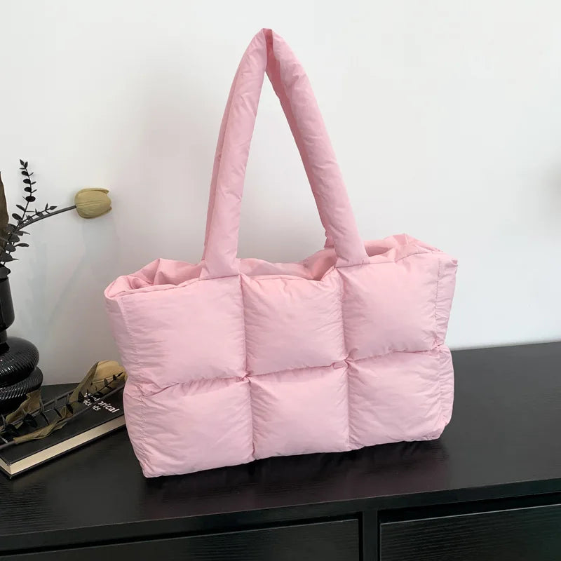 Sac Fourre-Tout Matelassé à Carreaux – Grande Capacité, Imperméable & Style Rétro