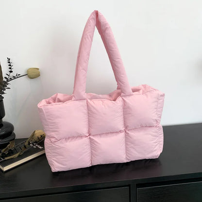 Sac Fourre-Tout Matelassé à Carreaux – Grande Capacité, Imperméable & Style Rétro