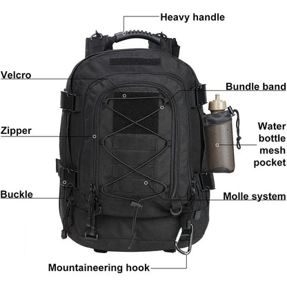 60L Waterproof Tactical Military Backpack – MOLLE System | Hiking, Camping & Hunting | 8 Colors
