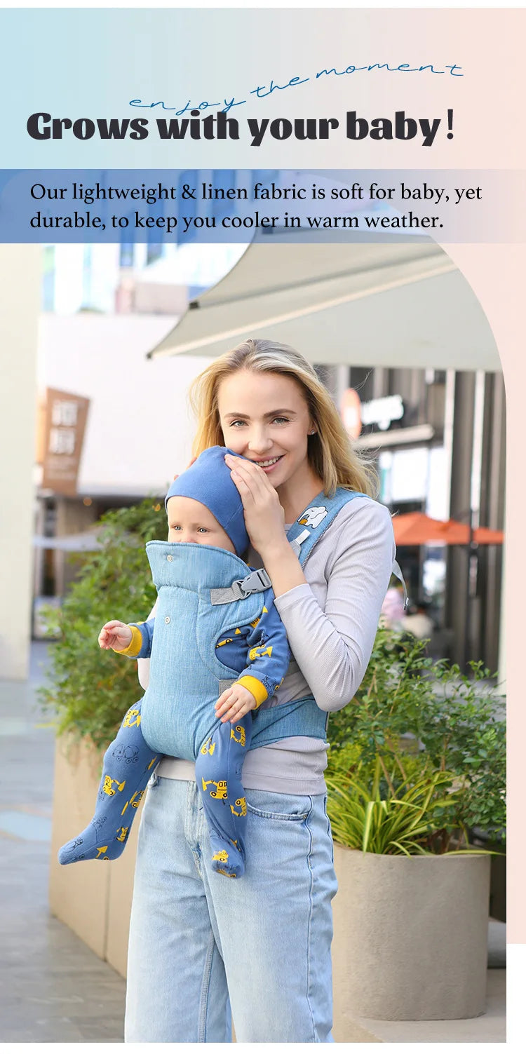 Sangle de Portage Bébé 4-en-1 – Coussin & Sangle Convertible en Siège | Face à Face & Face au Monde | 0–2 Ans