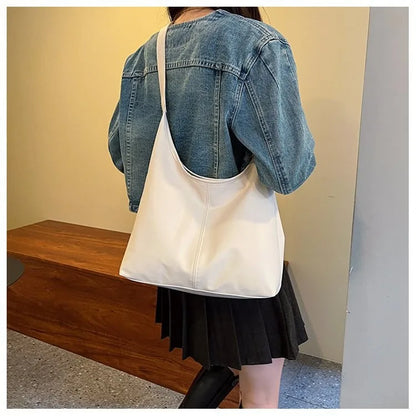 Sac Tote Rétro Femme en Cuir PU - Grande Capacité