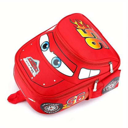 Sac à Dos Enfant Maternelle – Motif Cartoon Voiture | Léger & Mignon | Nylon Durable | Rouge | 34 × 29 × 13 cm