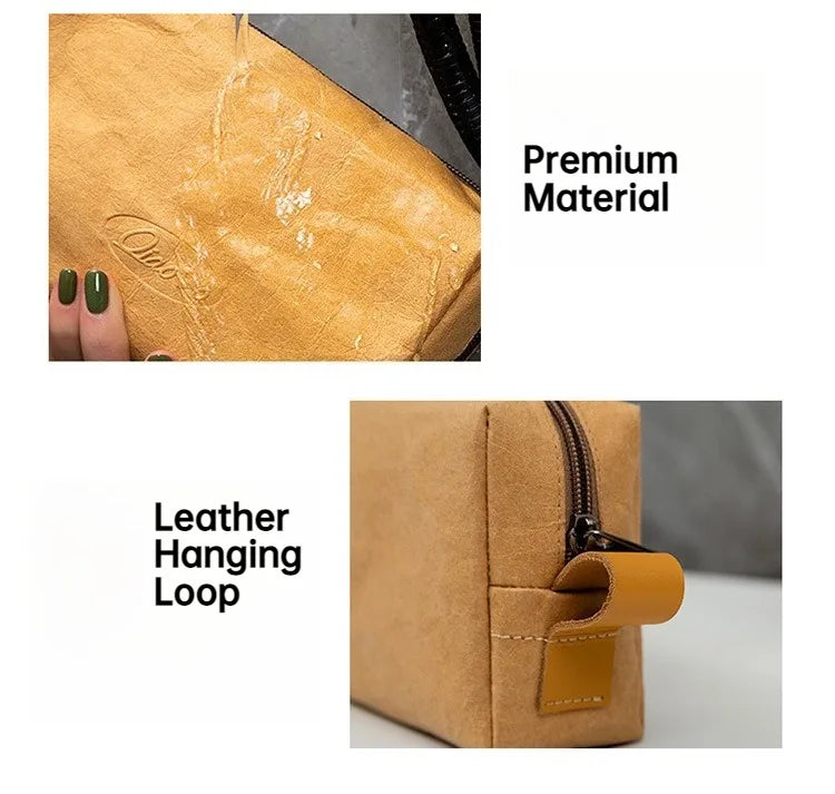 Trousse de maquillage écologique en papier kraft – Imperméable & Doublure douce