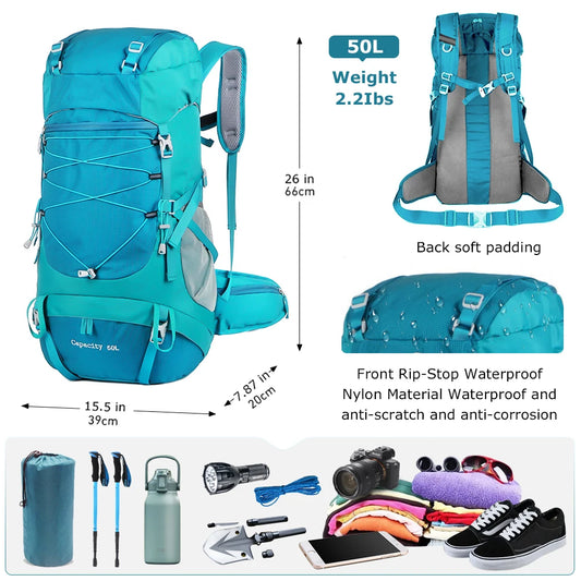 Sac à Dos de Randonnée 50L WESTTUNE avec Couvre-Pluie