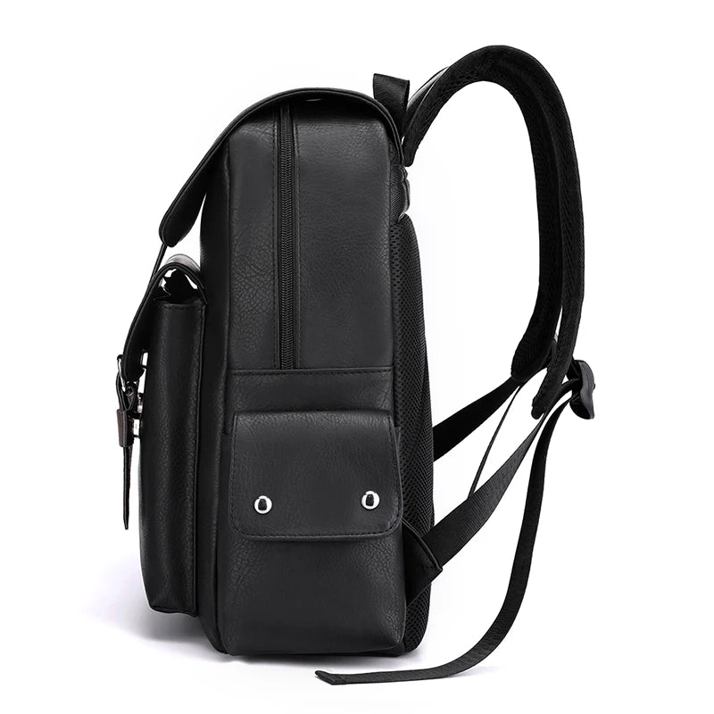 Men's PU Leather Backpack – Large Capacity, Laptop & Casual Style