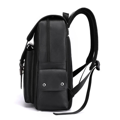 Men's PU Leather Backpack – Large Capacity, Laptop & Casual Style
