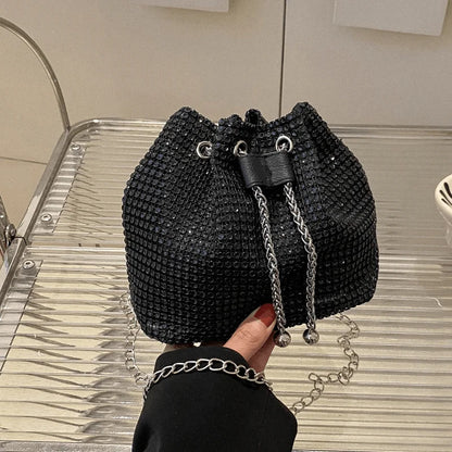 Sac Seau Femme avec Strass Scintillants - Cordon Chic - Bandoulière Polyvalente