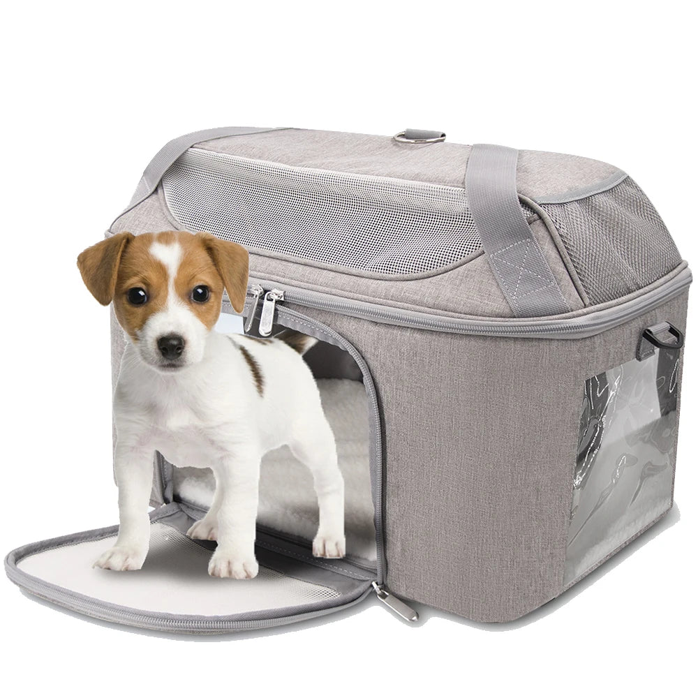 Sac à Dos Transporteur Respirant Chat & Petit Chien – Approuvé Compagnie Aérienne | Voyage & Balade | Gris & Noir