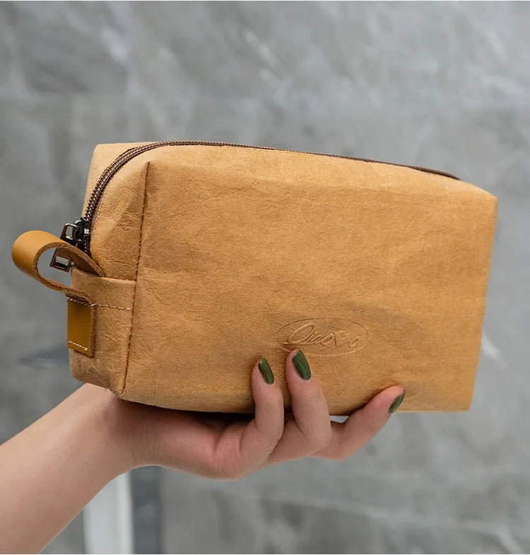 Trousse de maquillage écologique en papier kraft – Imperméable & Doublure douce