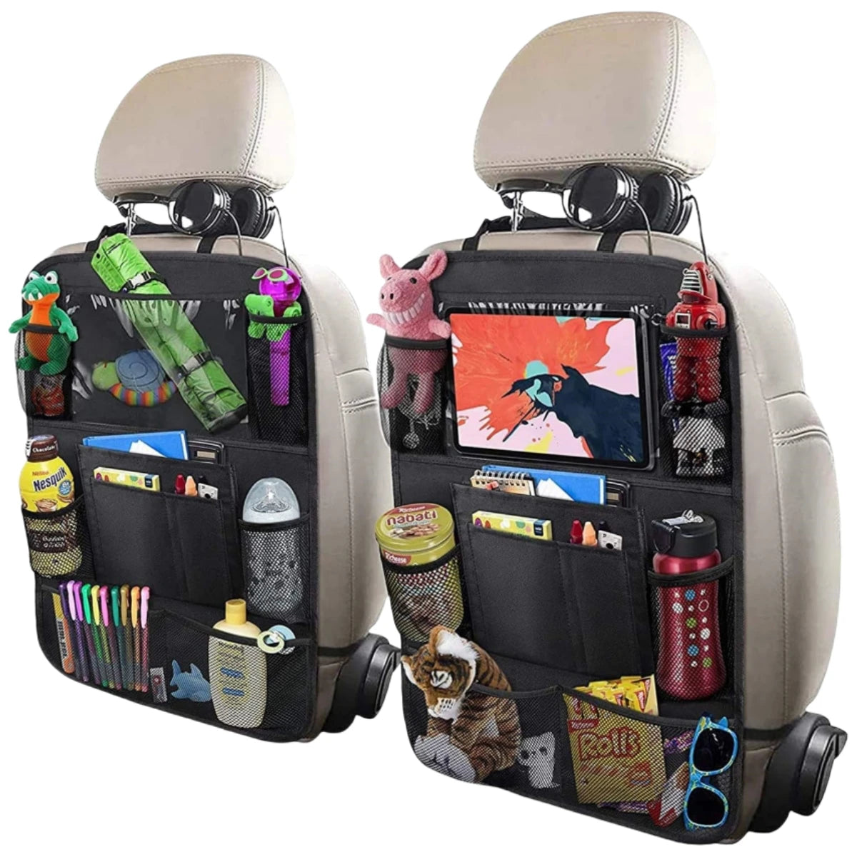 Organisateur de Siège de Voiture – 10 Poches avec Support Tablette Tactile pour Enfants