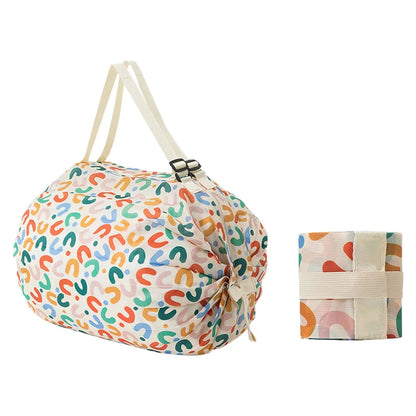 Sac Shopping Pliable Impérméable – Grande Capacité 48-64L, Rayé, Réutilisable