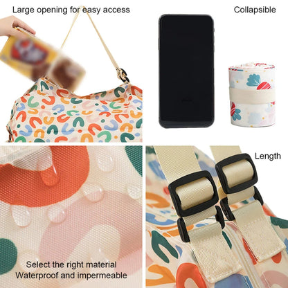 Sac Shopping Pliable Impérméable – Grande Capacité 48-64L, Rayé, Réutilisable