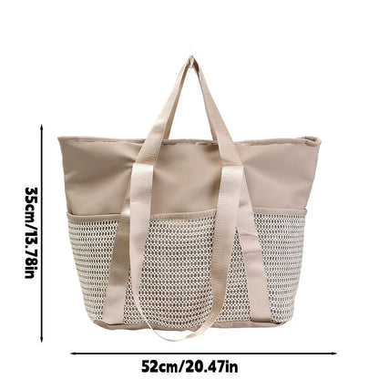 Women's Large Capacity Beach Bag - Waterproof, Wet/Dry Compartment, Foldable