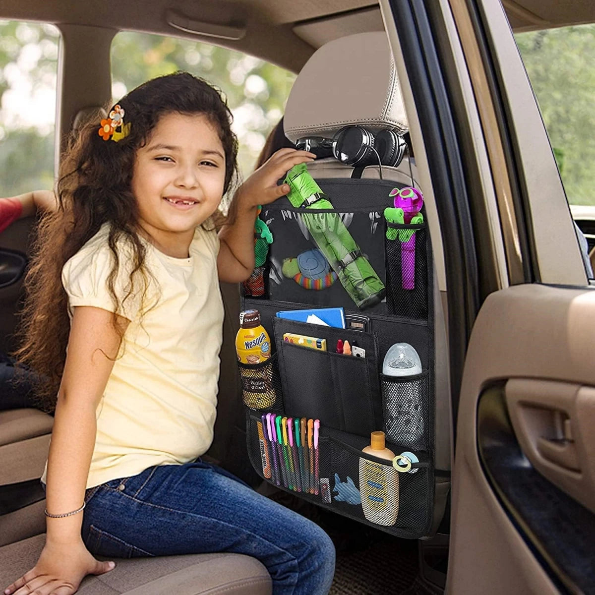 Organisateur de Siège de Voiture – 10 Poches avec Support Tablette Tactile pour Enfants
