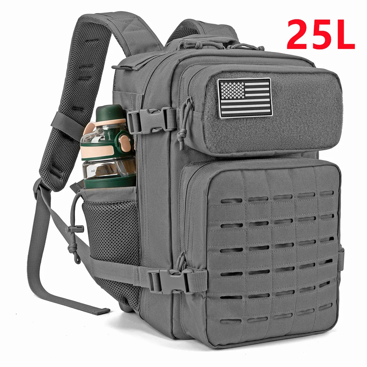 Sac à Dos Tactique 25L & 45L – Randonnée, Voyage, École & Camping | Homme & Femme | Noir & Gris