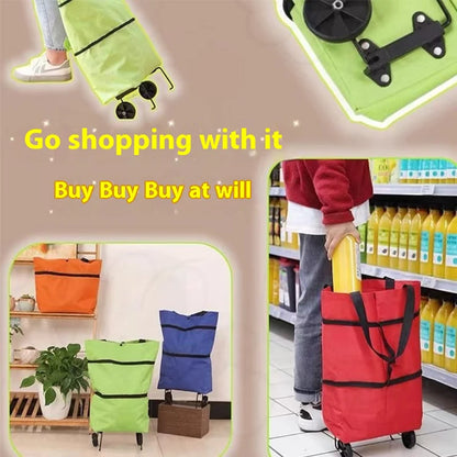 Foldable Eco Shopping Trolley Bag with Wheels – Large Capacity Shopping Cart