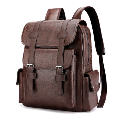 Men's PU Leather Backpack – Large Capacity, Laptop & Casual Style