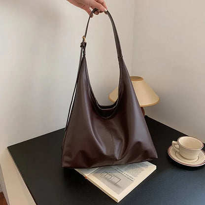 Sac Tote Rétro Femme en Cuir PU - Grande Capacité
