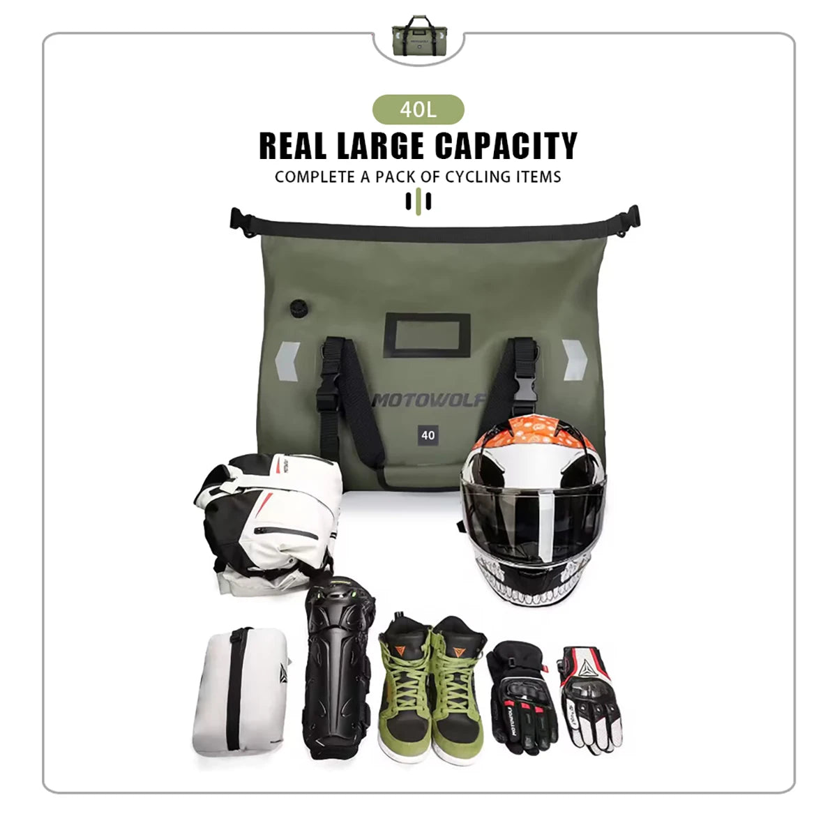 Waterproof Motorcycle Tail Bag - 20L to 100L
