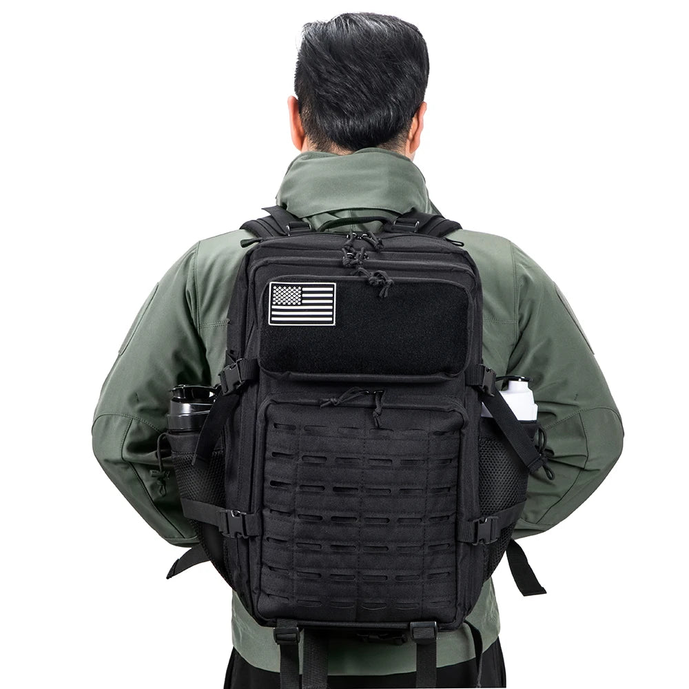 Sac à Dos Tactique 25L & 45L – Randonnée, Voyage, École & Camping | Homme & Femme | Noir & Gris