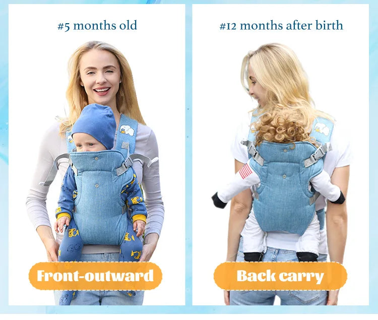 Sangle de Portage Bébé 4-en-1 – Coussin & Sangle Convertible en Siège | Face à Face & Face au Monde | 0–2 Ans