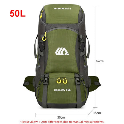 50L Waterproof Travel Backpack – Shoe Compartment & Hydration Bladder Pocket | Hiking, Camping & Mountaineering | Unisex