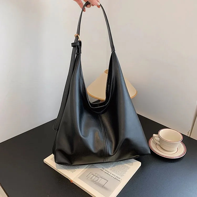 Sac Tote Rétro Femme en Cuir PU - Grande Capacité