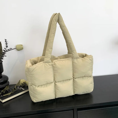 Sac Fourre-Tout Matelassé à Carreaux – Grande Capacité, Imperméable & Style Rétro