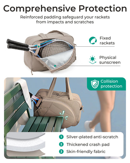 Sac de sport femme 35L – Tennis, Pickleball, Badminton, Gym & Voyage avec compartiment chaussures