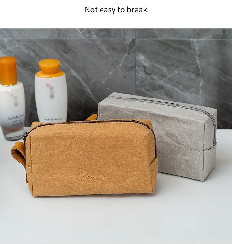 Trousse de maquillage écologique en papier kraft – Imperméable & Doublure douce
