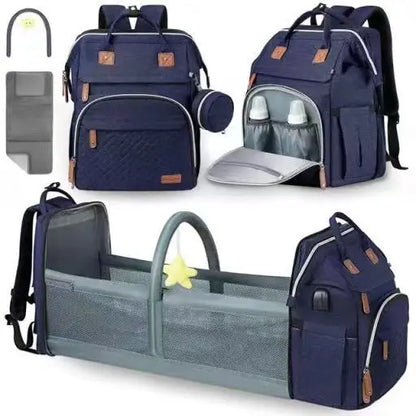 Sac à Dos Maternité 2-en-1 avec Lit de Bébé Intégré - Grande Capacité