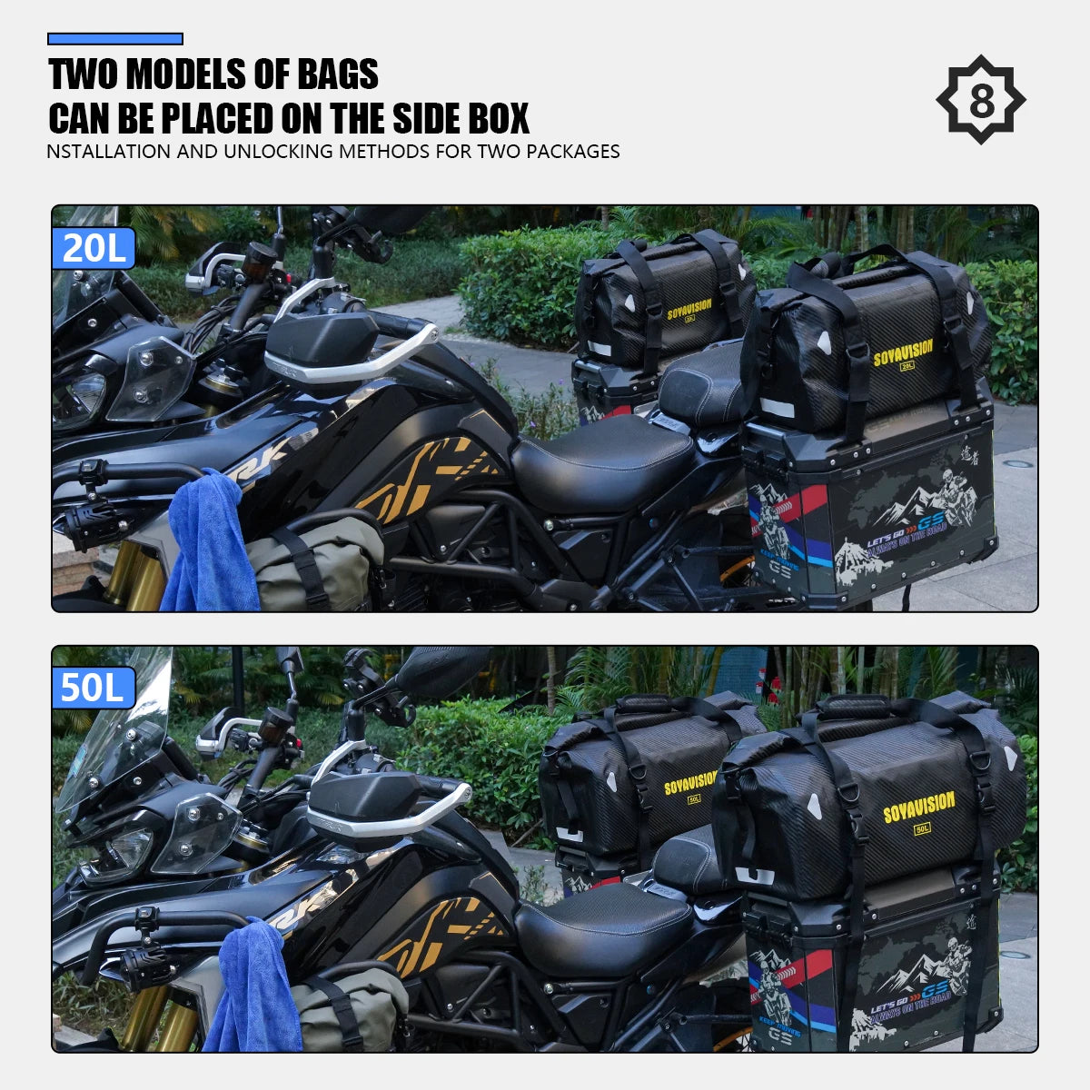 Waterproof Motorcycle Tail Bag - 20L to 100L