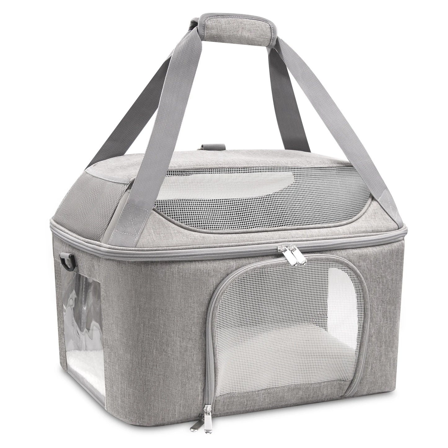 Sac à Dos Transporteur Respirant Chat & Petit Chien – Approuvé Compagnie Aérienne | Voyage & Balade | Gris & Noir