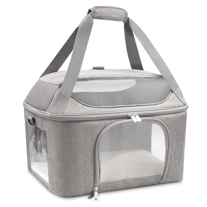 Sac à Dos Transporteur Respirant Chat & Petit Chien – Approuvé Compagnie Aérienne | Voyage & Balade | Gris & Noir