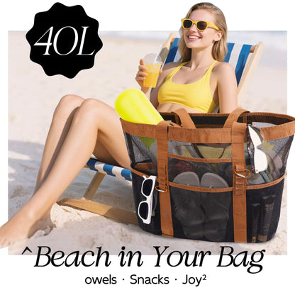 Grand Tote Bag de Plage – Pliable, Réutilisable, Idéal Piscine, Voyage et Plein Air