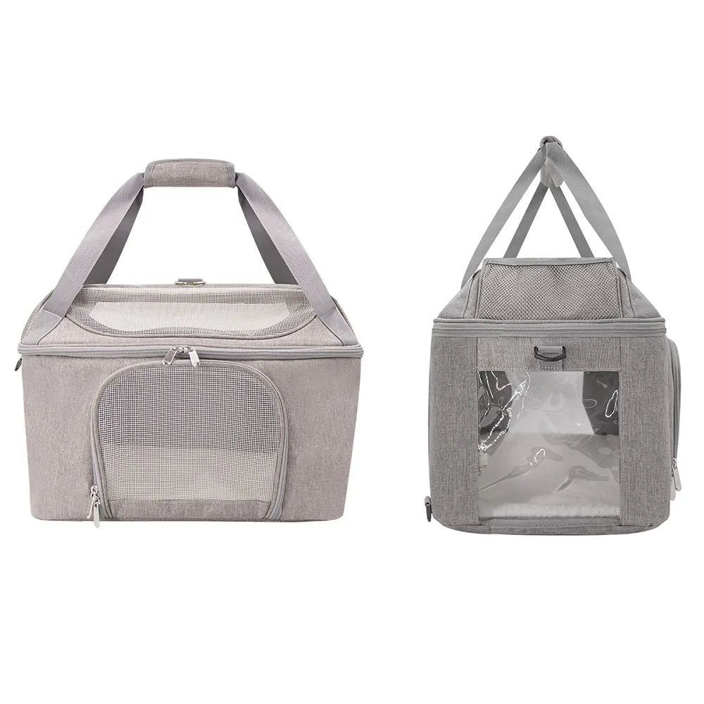 Sac à Dos Transporteur Respirant Chat & Petit Chien – Approuvé Compagnie Aérienne | Voyage & Balade | Gris & Noir