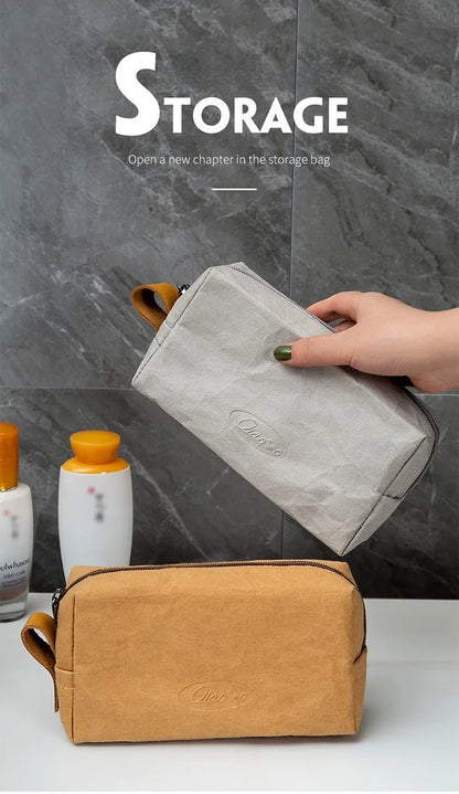 Trousse de maquillage écologique en papier kraft – Imperméable & Doublure douce