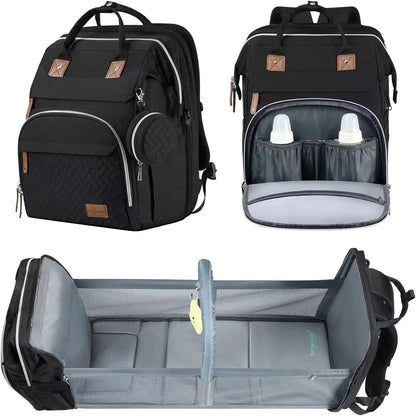 Sac à Dos Maternité 2-en-1 avec Lit de Bébé Intégré - Grande Capacité