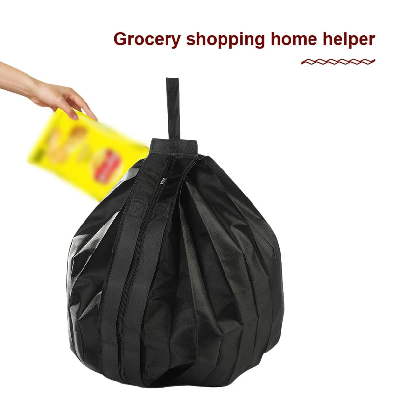 Sac Shopping Pliable Impérméable – Grande Capacité 48-64L, Rayé, Réutilisable