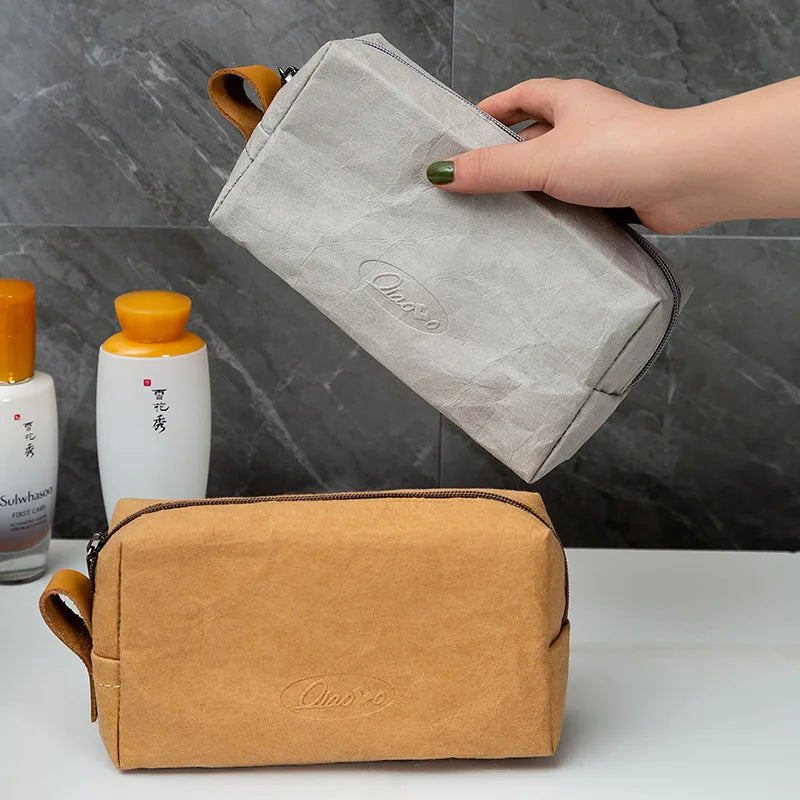 Trousse de maquillage écologique en papier kraft – Imperméable & Doublure douce