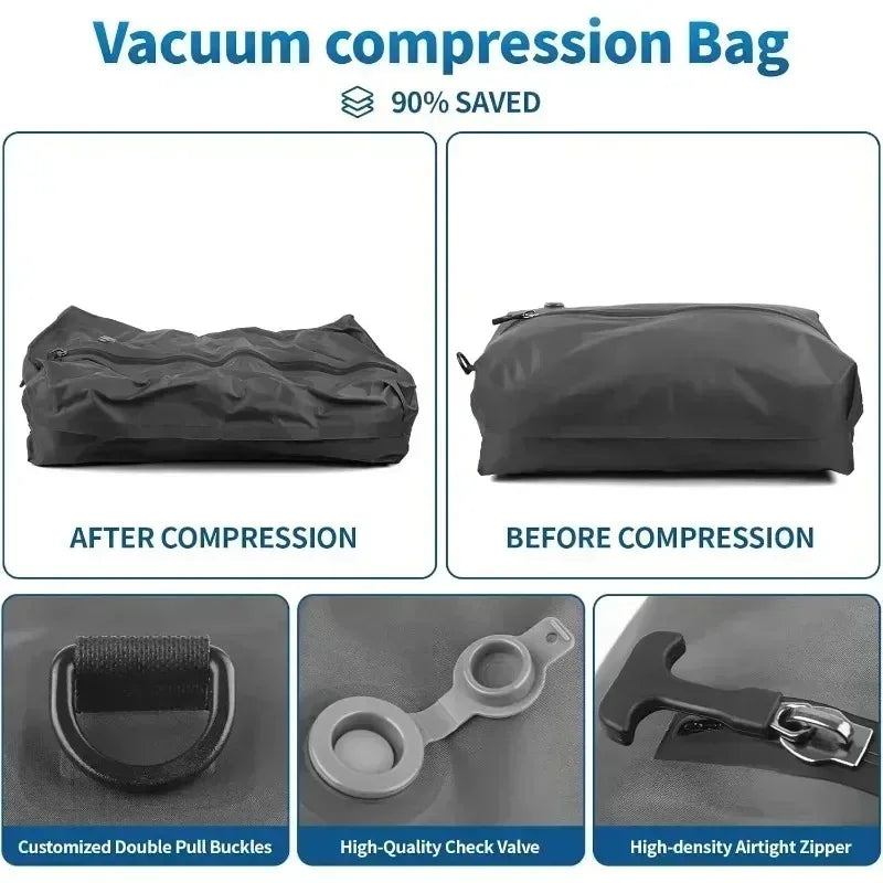 Sac de Compression Sous Vide 17L – Rangement Vêtements & Voyage, Avec ou Sans Pompe