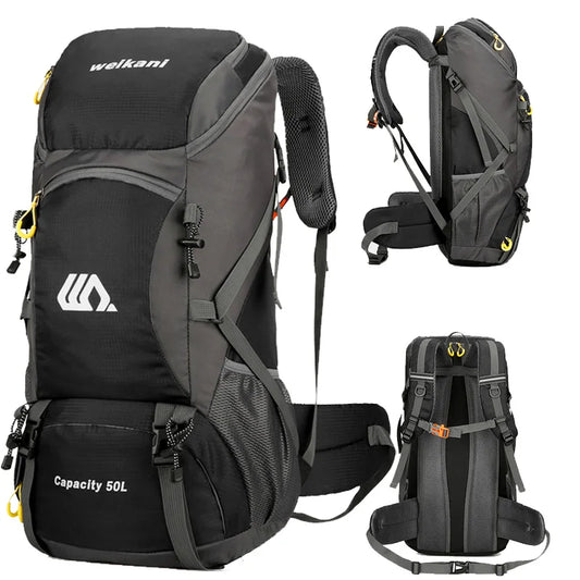 Sac à Dos Voyage 50L Imperméable – Compartiment Chaussures & Poche À Eau | Randonnée, Camping & Alpinisme | Unisexe