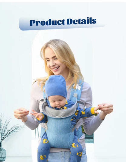 Sangle de Portage Bébé 4-en-1 – Coussin & Sangle Convertible en Siège | Face à Face & Face au Monde | 0–2 Ans